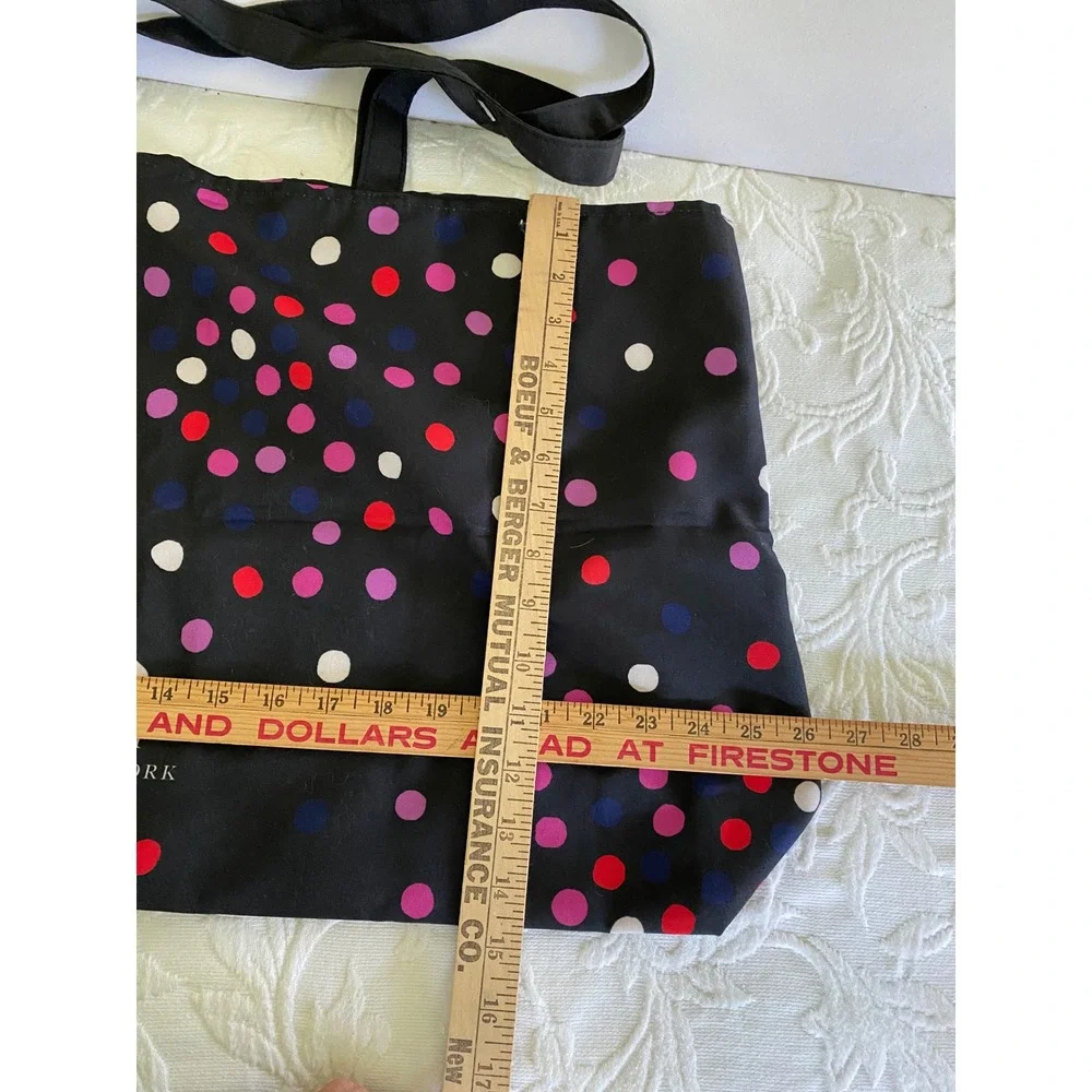 Kate Spade Black Polka Dot Tote Bag Large Nylon Travel Beach Shopper Carryall‎